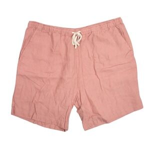 Alex Crane Bo Shorts Mens XXL Pink Solid Linen Summer Beach Casual Travel 38x6